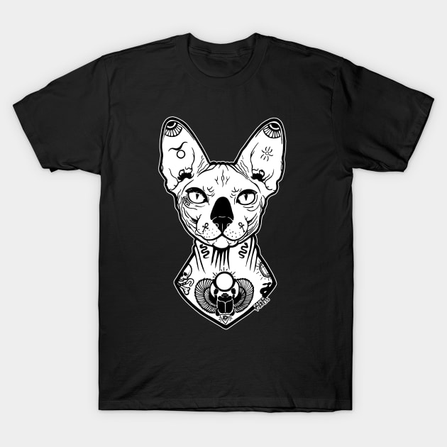 Sphynx Tattooed T-Shirt by PaperTigress